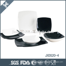 Delicate design cheap price black and white dinner set porcelain